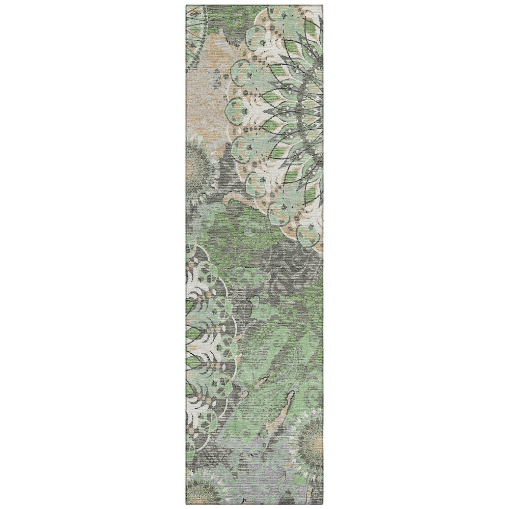 Machine Washable Indoor/Outdoor Chantille ACN2335 Green 2'3" x 7'6" Runner Rug. Picture 1
