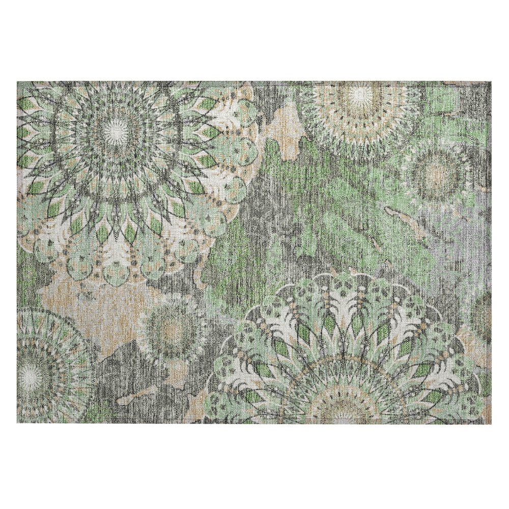 Machine Washable Indoor/Outdoor Chantille ACN2335 Green 1'8" x 2'6" Rug. Picture 1