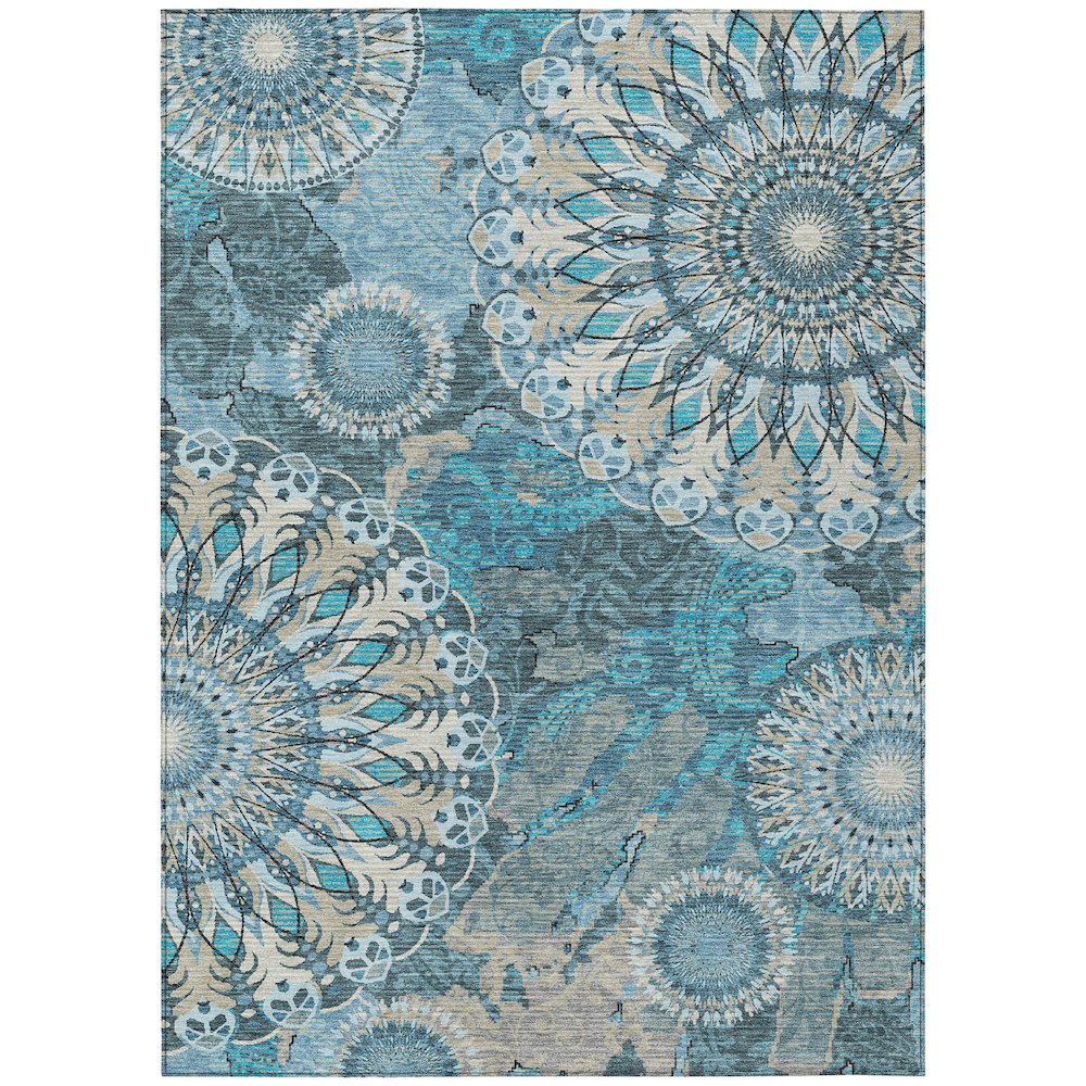 Machine Washable Indoor/Outdoor Chantille ACN2335 Teal 2'6" x 3'10" Rug. Picture 1