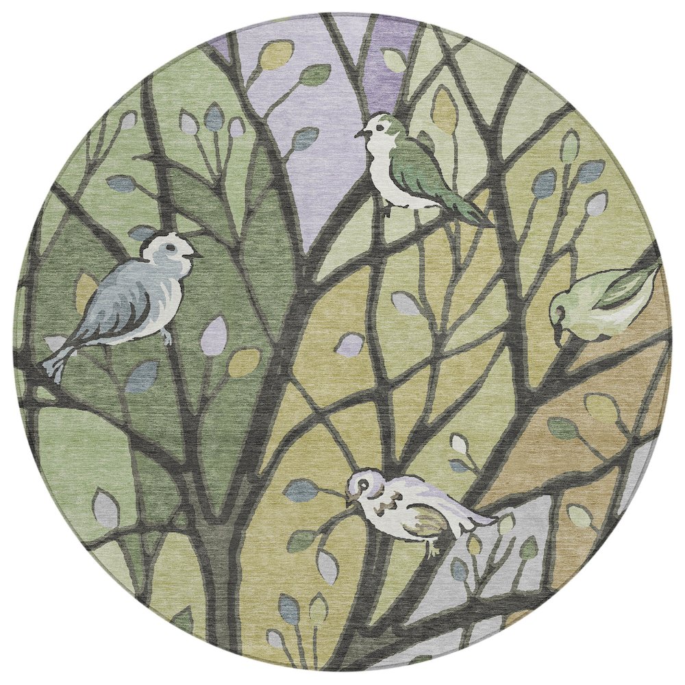 Machine Washable Indoor/Outdoor Chantille ACN2336 Green 8' x 8' Round Rug. Picture 1