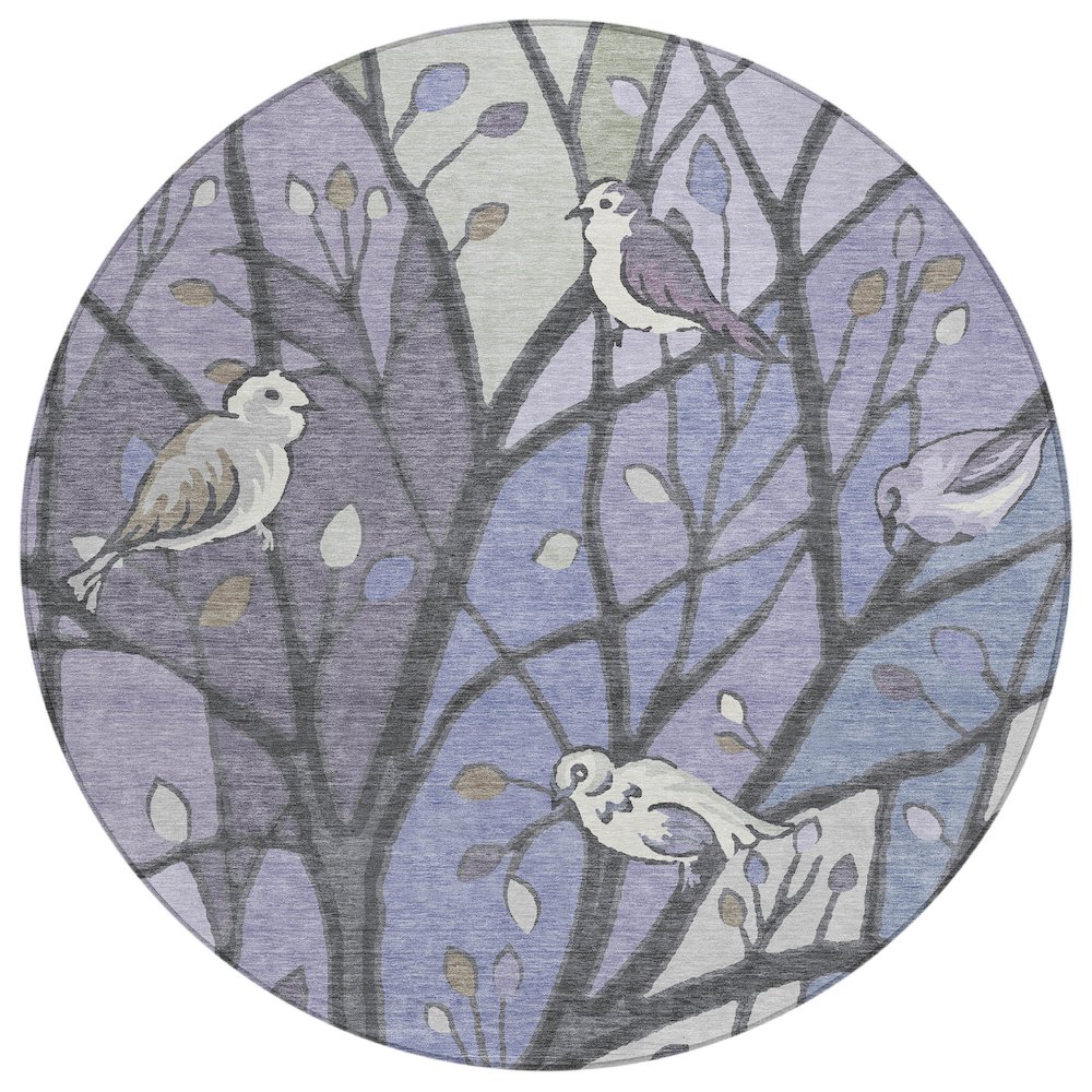 Machine Washable Indoor/Outdoor Chantille ACN2336 Purple 8' x 8' Round Rug. Picture 1