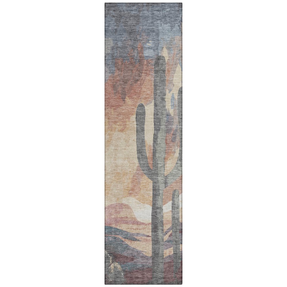 Machine Washable Indoor/Outdoor Chantille ACN2337 Orange 2'3" x 7'6" Runner Rug. Picture 1