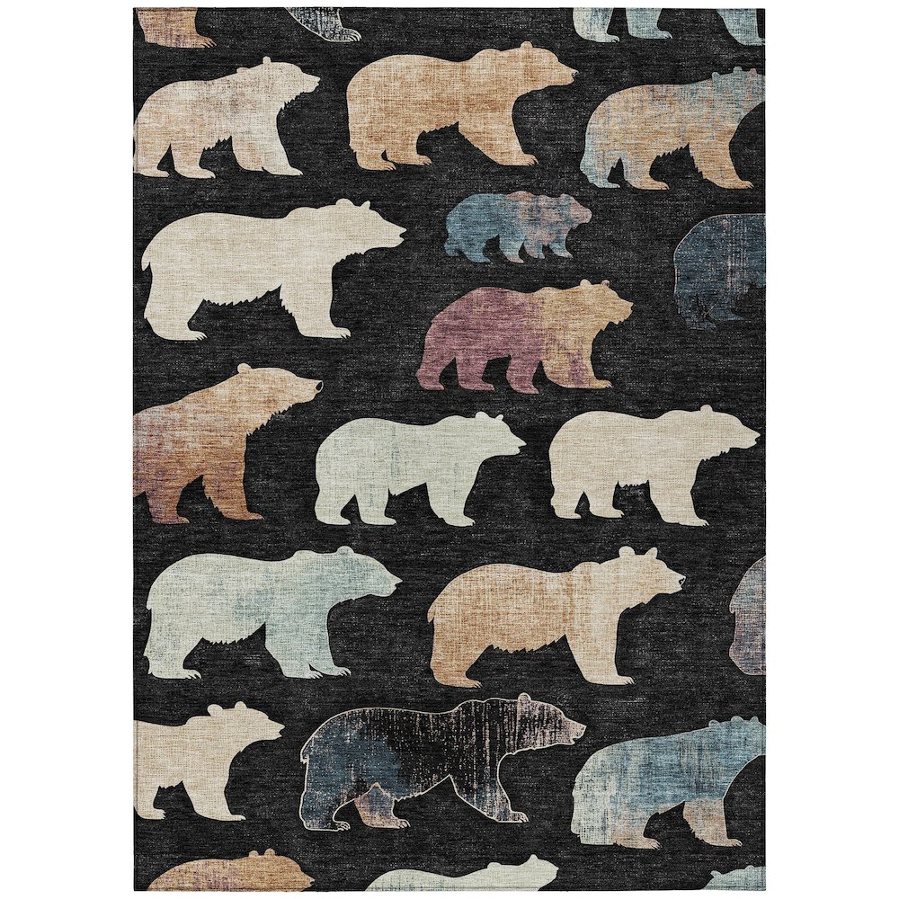 Machine Washable Indoor/Outdoor Chantille ACN2338 Black 2'6" x 3'10" Rug. Picture 1