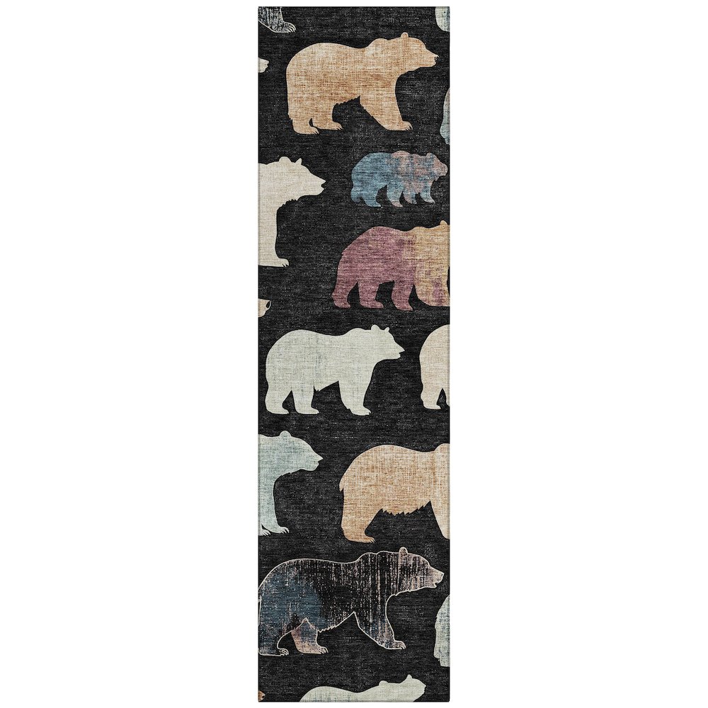 Machine Washable Indoor/Outdoor Chantille ACN2338 Black 2'3" x 7'6" Runner Rug. Picture 1
