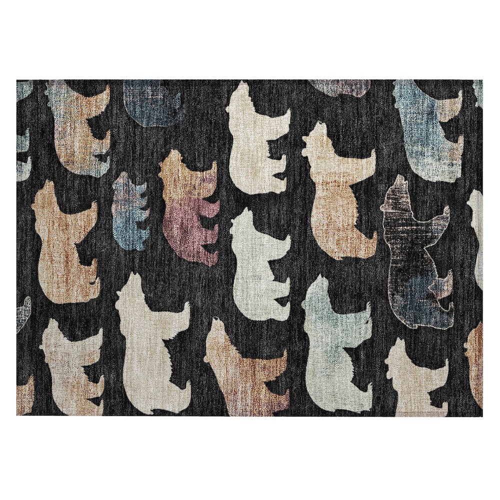 Machine Washable Indoor/Outdoor Chantille ACN2338 Black 1'8" x 2'6" Rug. Picture 1