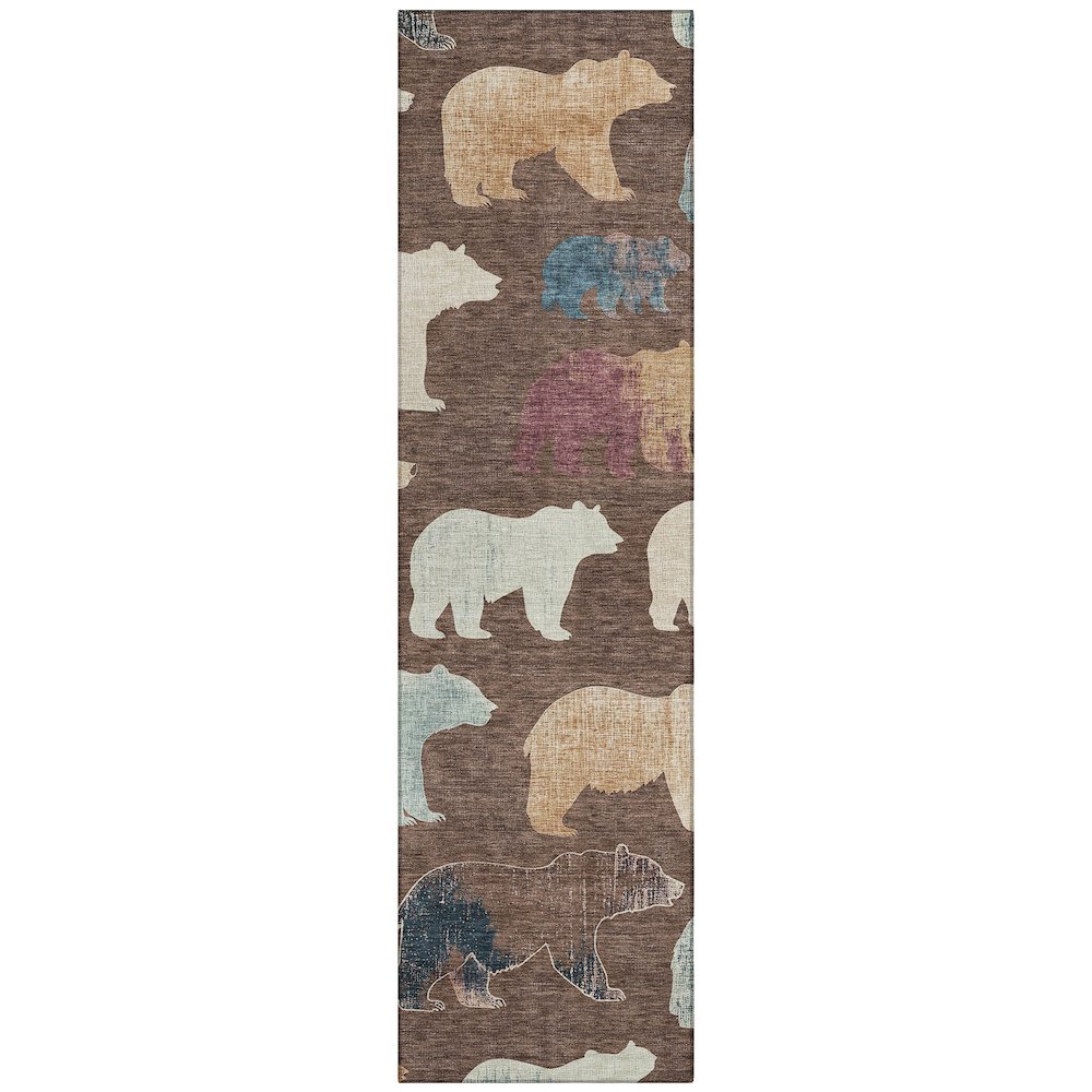 Machine Washable Indoor/Outdoor Chantille ACN2338 Brown 2'3" x 7'6" Runner Rug. Picture 1