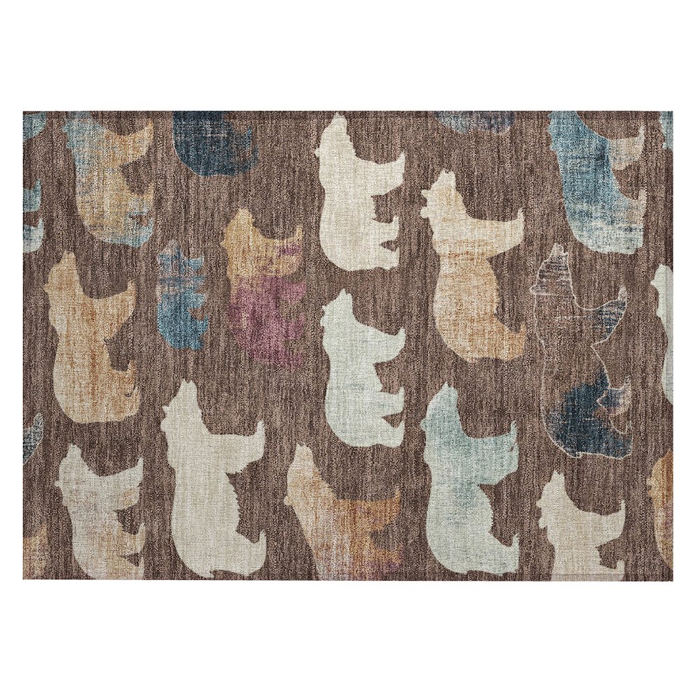Machine Washable Indoor/Outdoor Chantille ACN2338 Brown 1'8" x 2'6" Rug. Picture 1