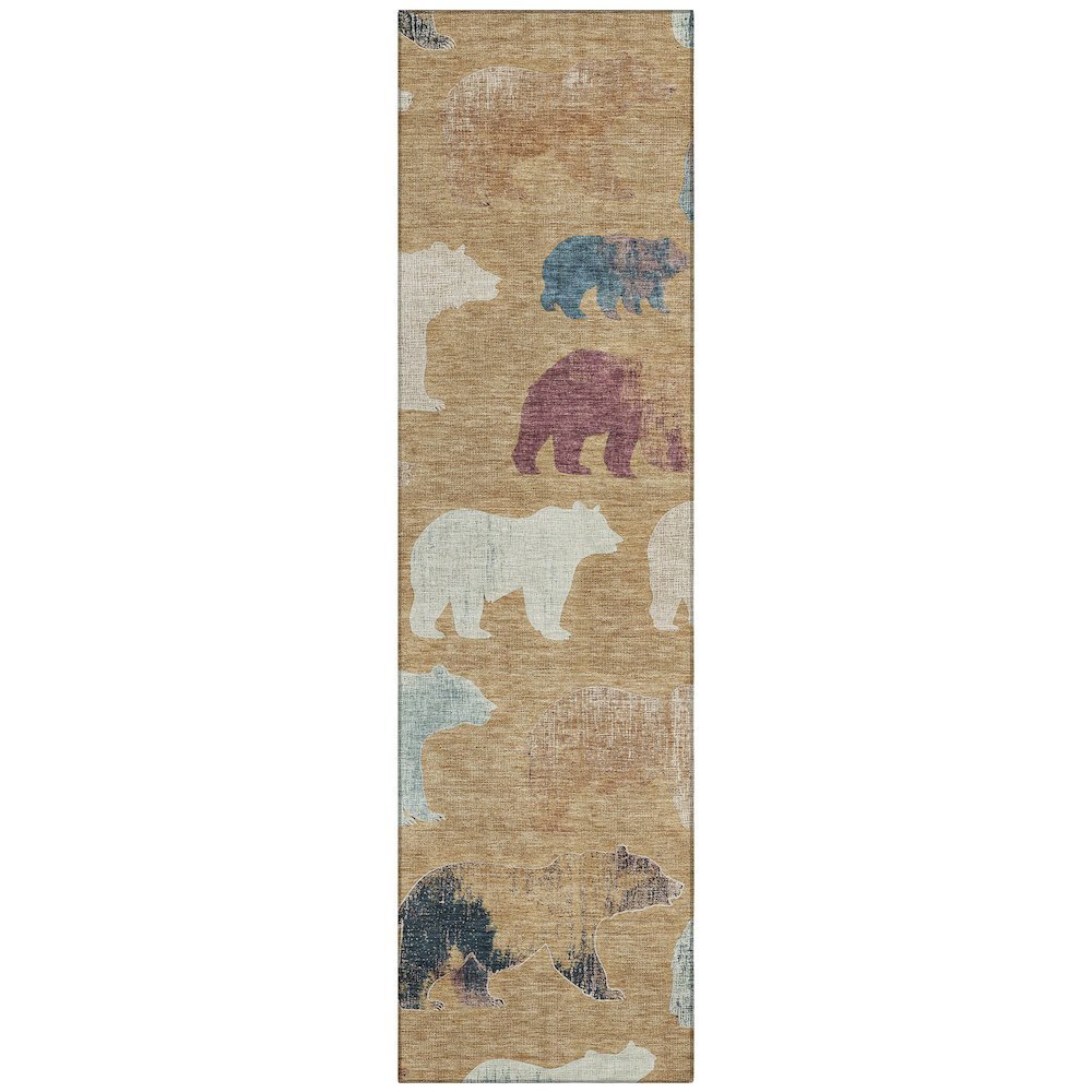 Machine Washable Indoor/Outdoor Chantille ACN2338 Gold 2'3" x 7'6" Runner Rug. Picture 1