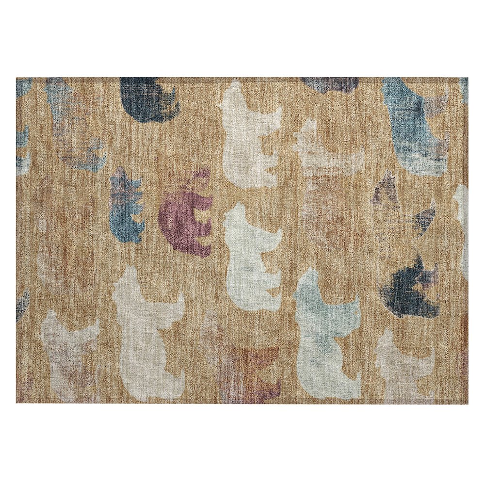 Machine Washable Indoor/Outdoor Chantille ACN2338 Gold 1'8" x 2'6" Rug. Picture 1