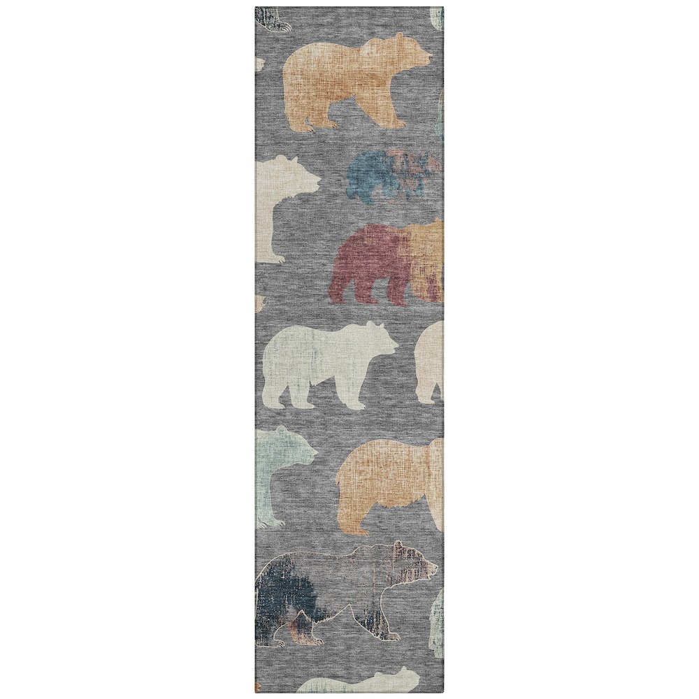 Machine Washable Indoor/Outdoor Chantille ACN2338 Gray 2'3" x 7'6" Runner Rug. Picture 1