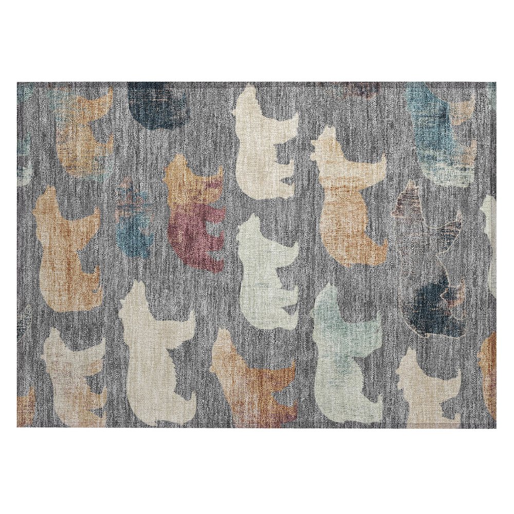 Machine Washable Indoor/Outdoor Chantille ACN2338 Gray 1'8" x 2'6" Rug. Picture 1