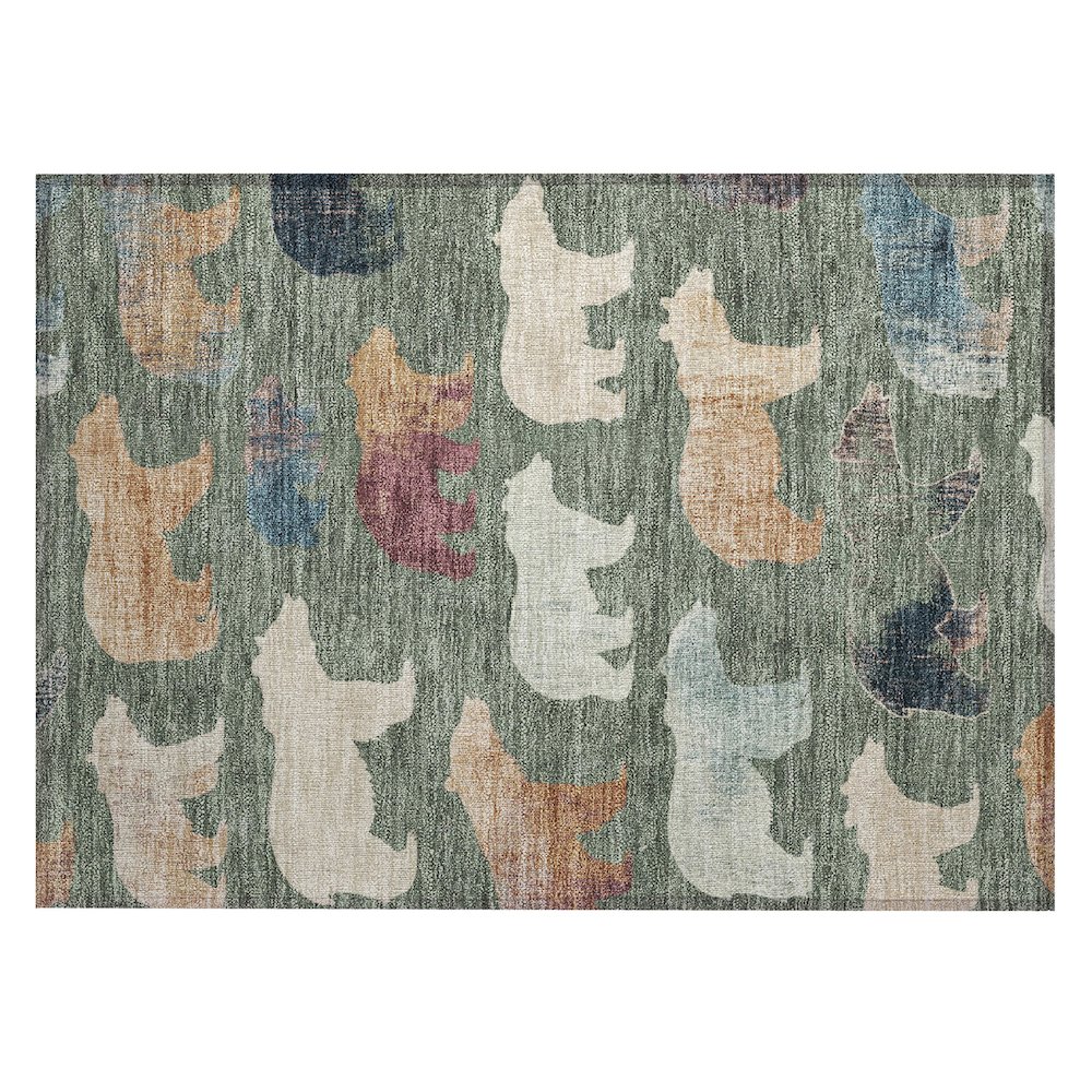 Machine Washable Indoor/Outdoor Chantille ACN2338 Green 1'8" x 2'6" Rug. Picture 1