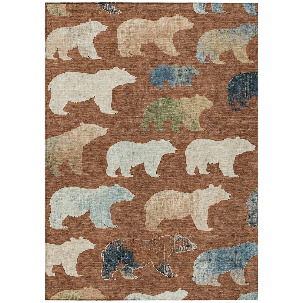 Machine Washable Indoor/Outdoor Chantille ACN2338 Orange 2'6" x 3'10" Rug. Picture 1