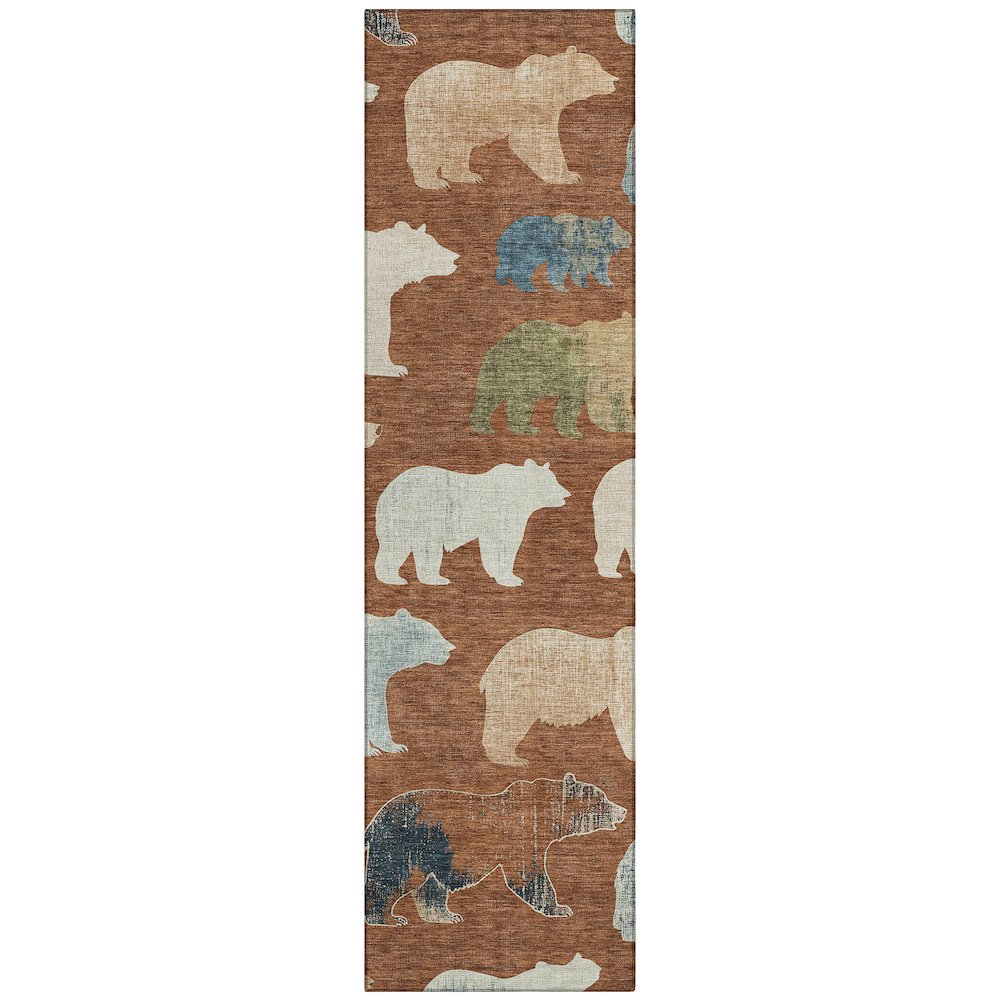 Machine Washable Indoor/Outdoor Chantille ACN2338 Orange 2'3" x 7'6" Runner Rug. Picture 1