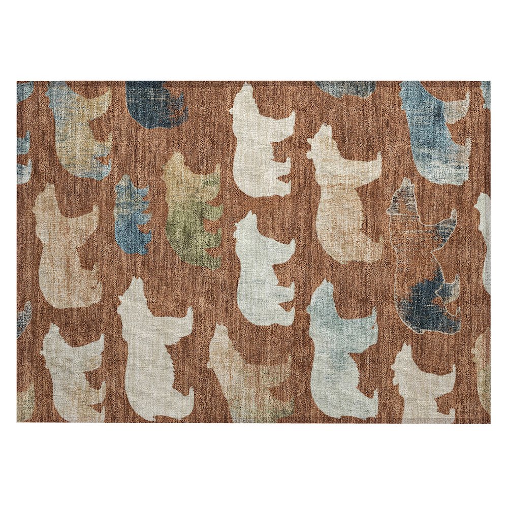 Machine Washable Indoor/Outdoor Chantille ACN2338 Orange 1'8" x 2'6" Rug. Picture 1