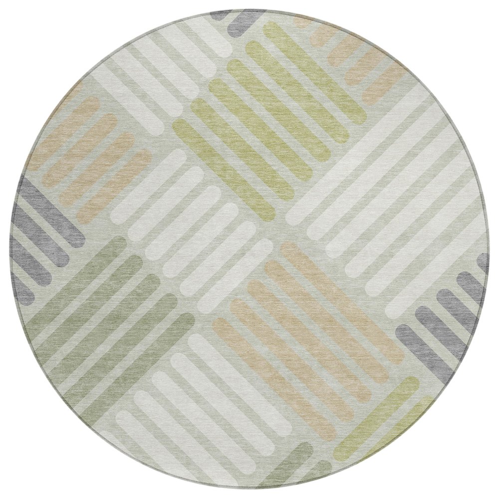Machine Washable Indoor/Outdoor Chantille ACN2339 Green 8' x 8' Round Rug. Picture 1