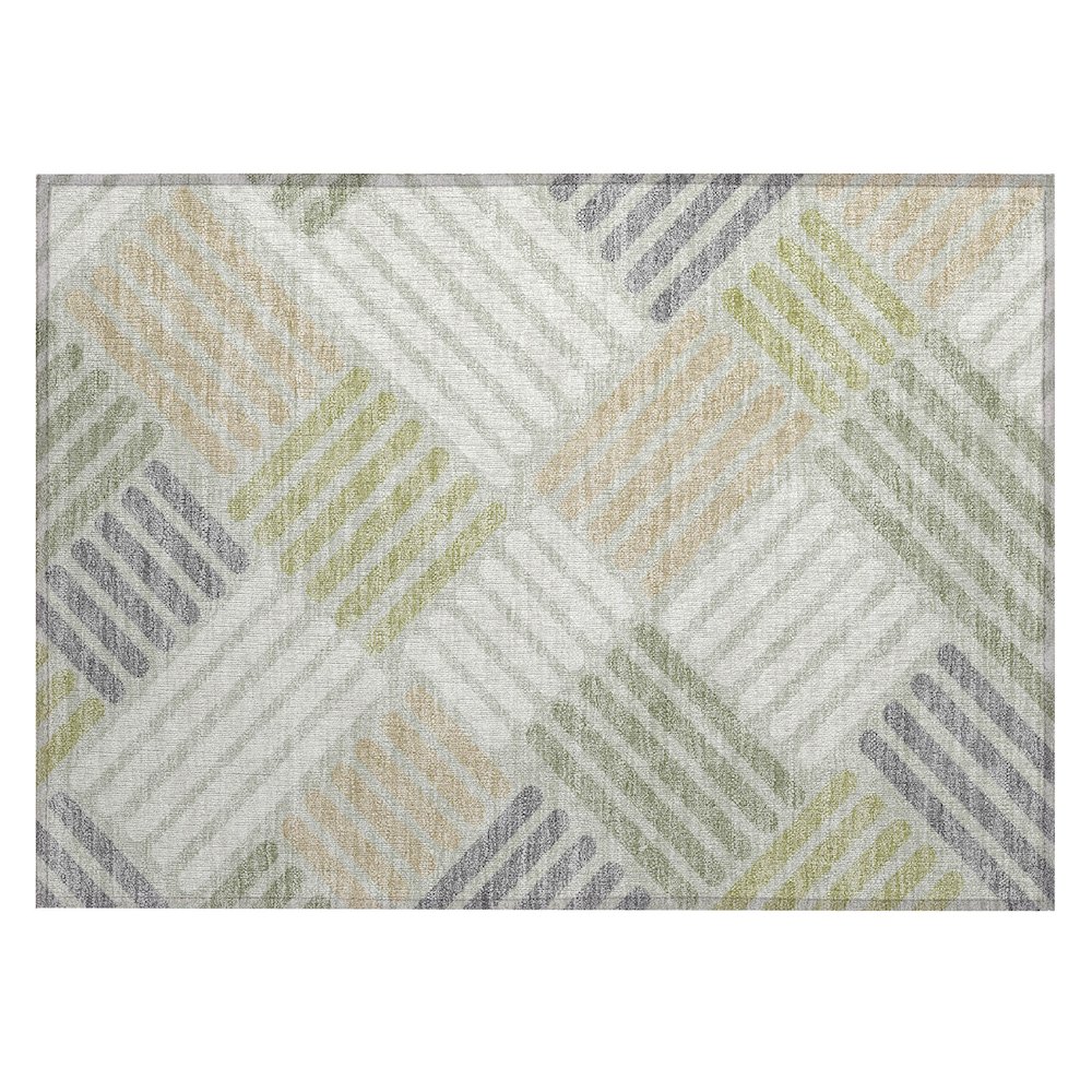 Machine Washable Indoor/Outdoor Chantille ACN2339 Green 1'8" x 2'6" Rug. Picture 1