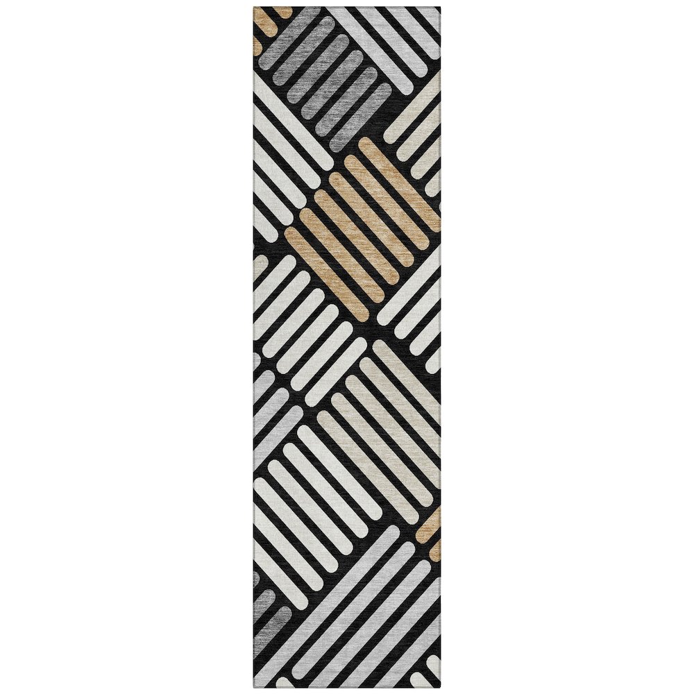 Machine Washable Indoor/Outdoor Chantille ACN2339 Black 2'3" x 7'6" Runner Rug. Picture 1