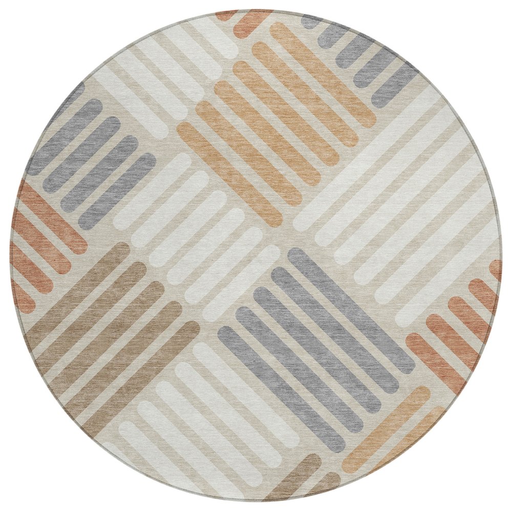 Machine Washable Indoor/Outdoor Chantille ACN2339 Orange 8' x 8' Round Rug. Picture 1
