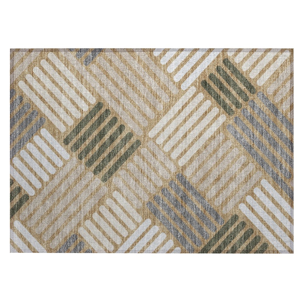 Machine Washable Indoor/Outdoor Chantille ACN2339 Gold 1'8" x 2'6" Rug. Picture 1