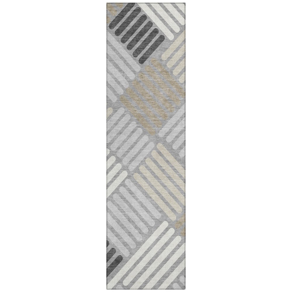 Machine Washable Indoor/Outdoor Chantille ACN2339 Gray 2'3" x 7'6" Runner Rug. Picture 1