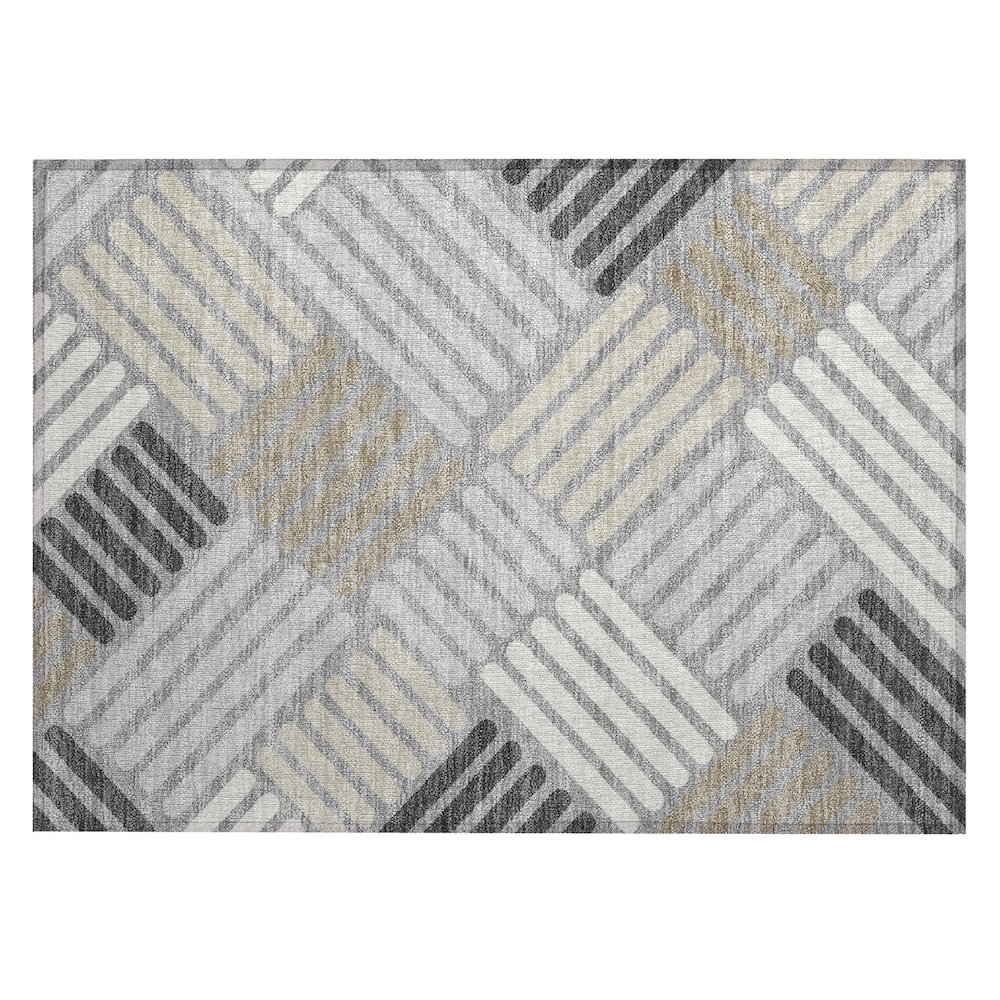 Machine Washable Indoor/Outdoor Chantille ACN2339 Gray 1'8" x 2'6" Rug. Picture 1