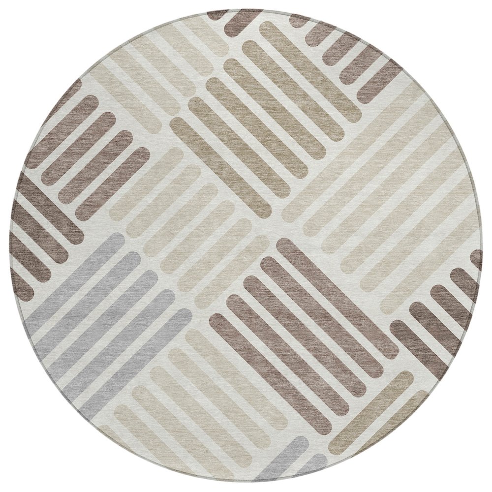 Machine Washable Indoor/Outdoor Chantille ACN2339 Ivory 8' x 8' Round Rug. Picture 1