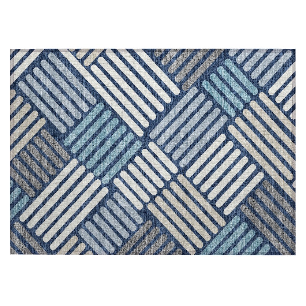 Machine Washable Indoor/Outdoor Chantille ACN2339 Blue 1'8" x 2'6" Rug. Picture 1