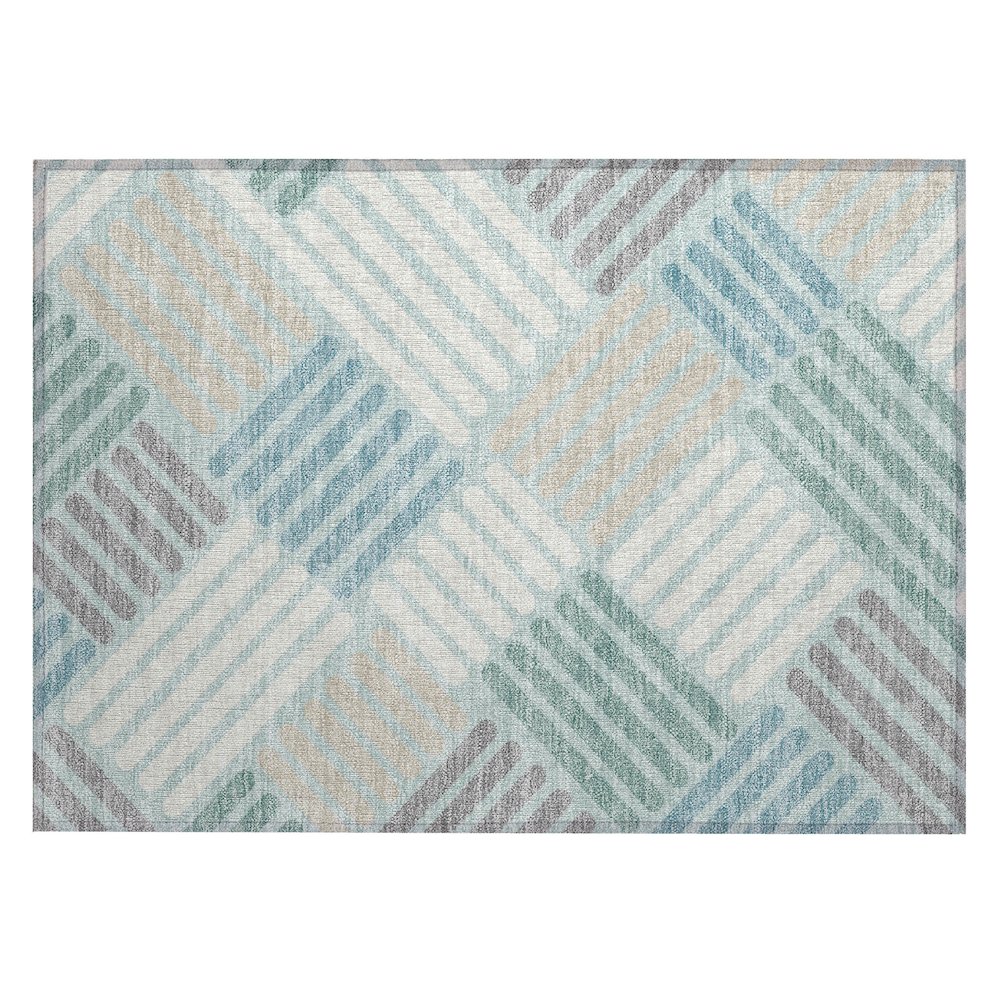 Machine Washable Indoor/Outdoor Chantille ACN2339 Blue 1'8" x 2'6" Rug. Picture 1