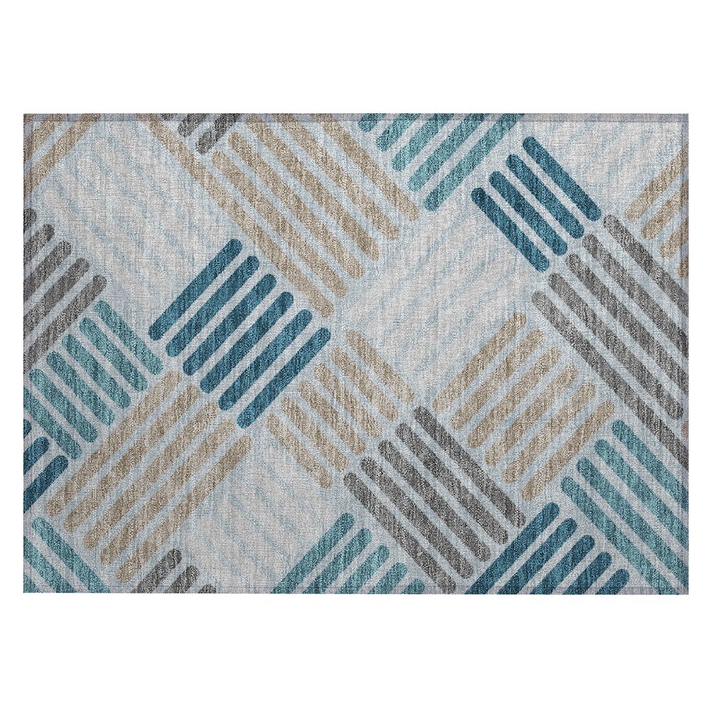 Machine Washable Indoor/Outdoor Chantille ACN2339 Teal 1'8" x 2'6" Rug. Picture 1