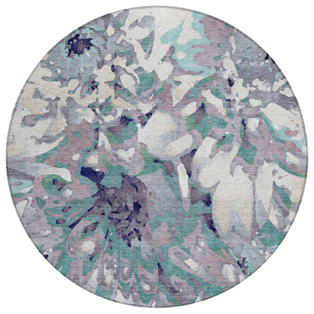 Machine Washable Indoor/Outdoor Chantille ACN2340 Purple 8' x 8' Round Rug. Picture 1