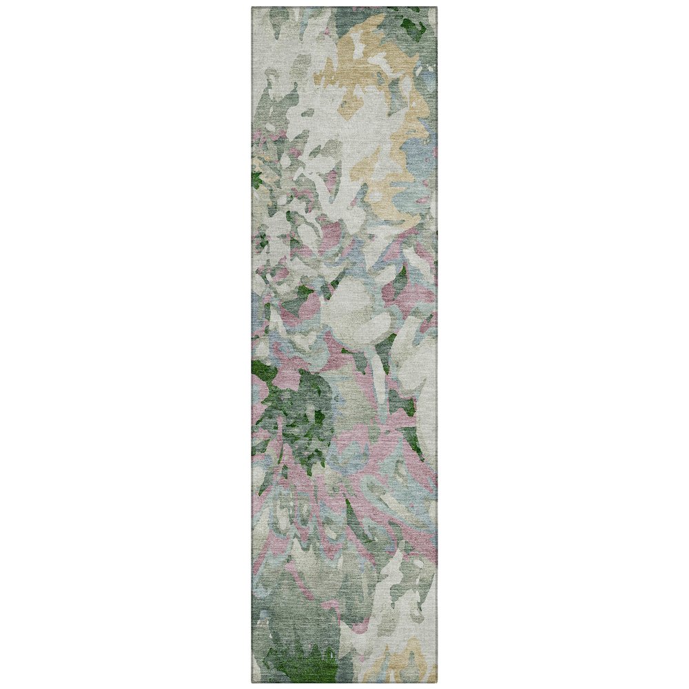 Machine Washable Indoor/Outdoor Chantille ACN2340 Green 2'3" x 7'6" Runner Rug. Picture 1