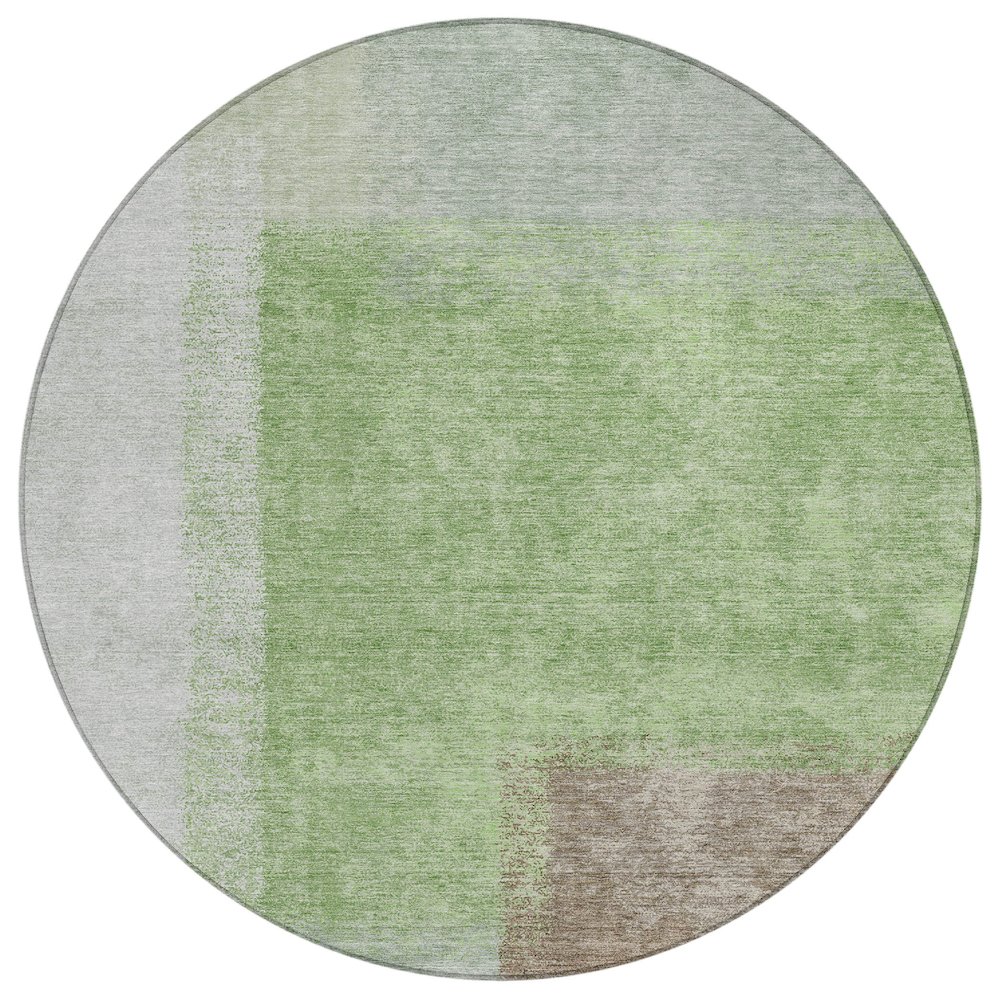 Machine Washable Indoor/Outdoor Chantille ACN2341 Green 8' x 8' Round Rug. Picture 1