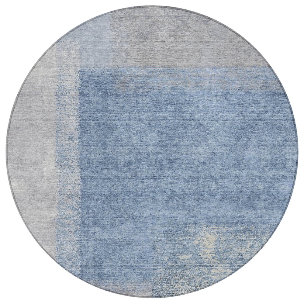Machine Washable Indoor/Outdoor Chantille ACN2341 Blue 8' x 8' Round Rug. Picture 1