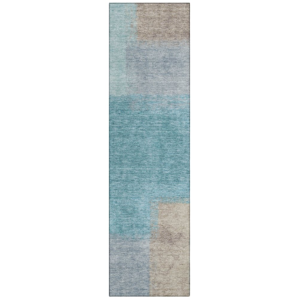 Machine Washable Indoor/Outdoor Chantille ACN2341 Teal 2'3" x 7'6" Runner Rug. Picture 1