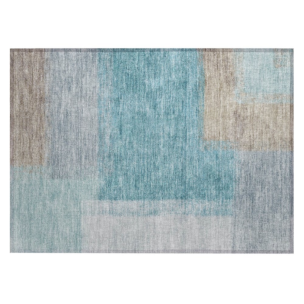 Machine Washable Indoor/Outdoor Chantille ACN2341 Teal 1'8" x 2'6" Rug. Picture 1