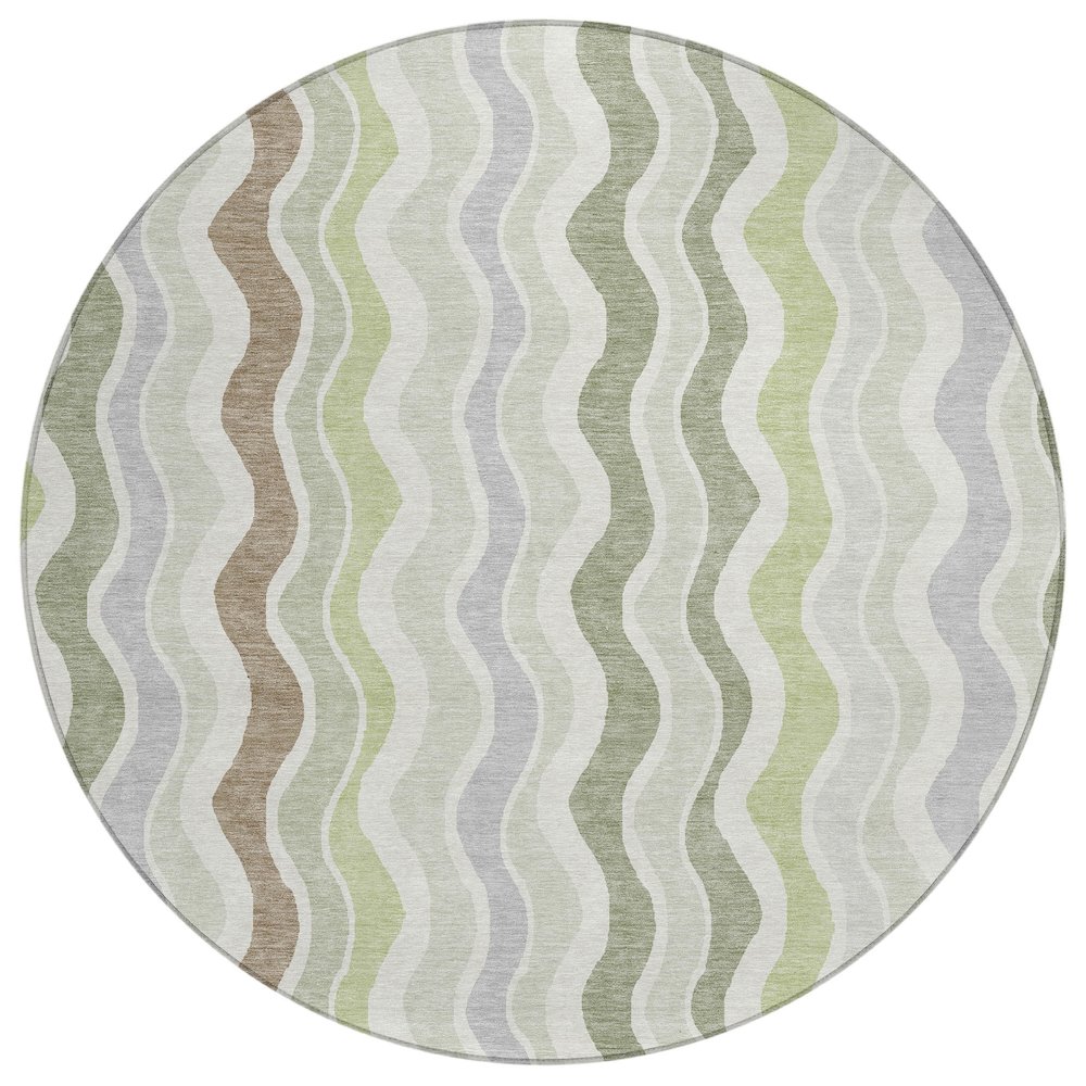 Machine Washable Indoor/Outdoor Chantille ACN2342 Green 8' x 8' Round Rug. Picture 1