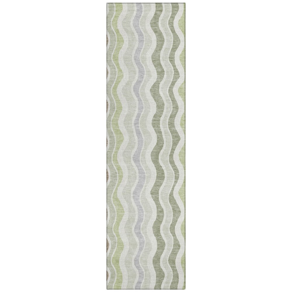 Machine Washable Indoor/Outdoor Chantille ACN2342 Green 2'3" x 7'6" Runner Rug. Picture 1