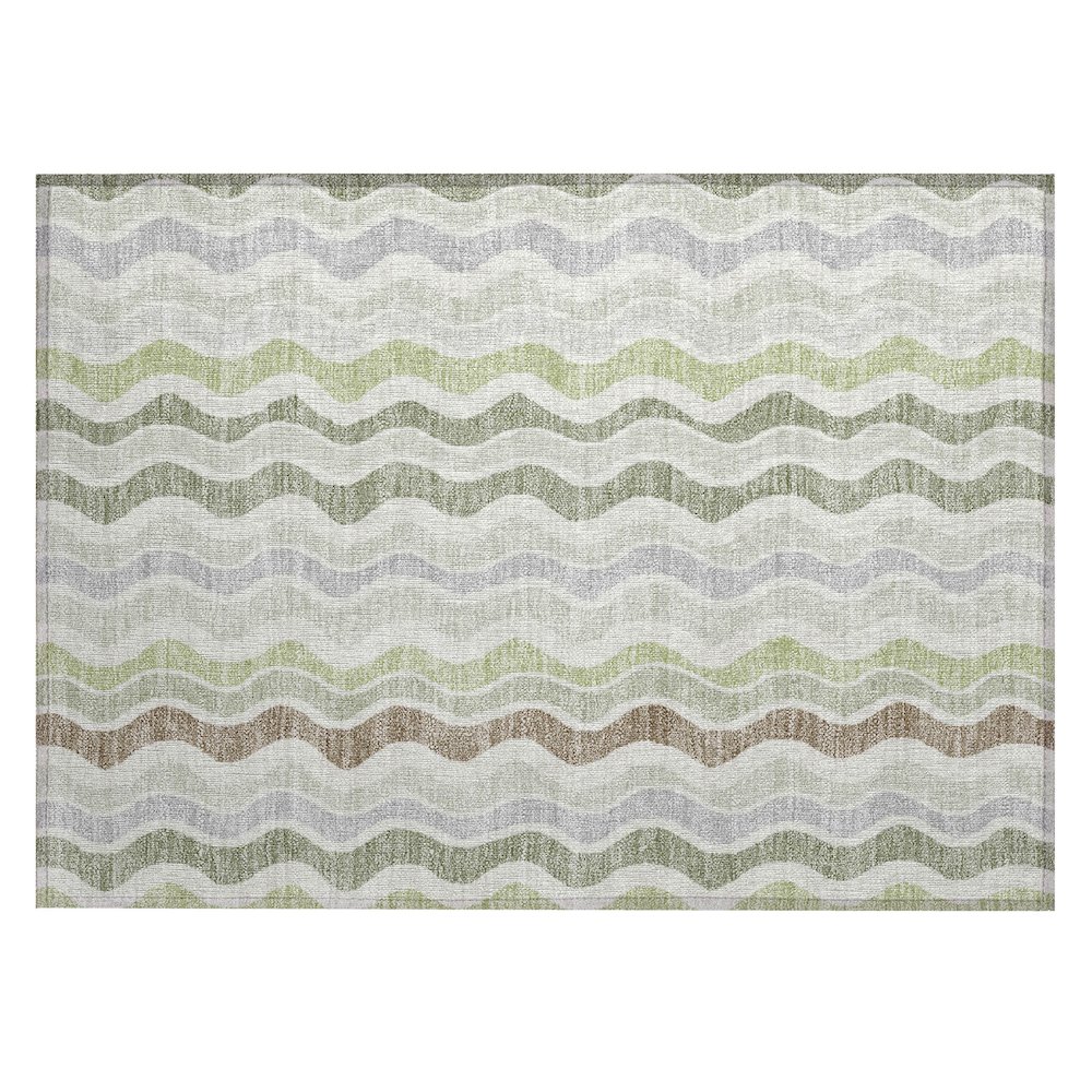 Machine Washable Indoor/Outdoor Chantille ACN2342 Green 1'8" x 2'6" Rug. Picture 1