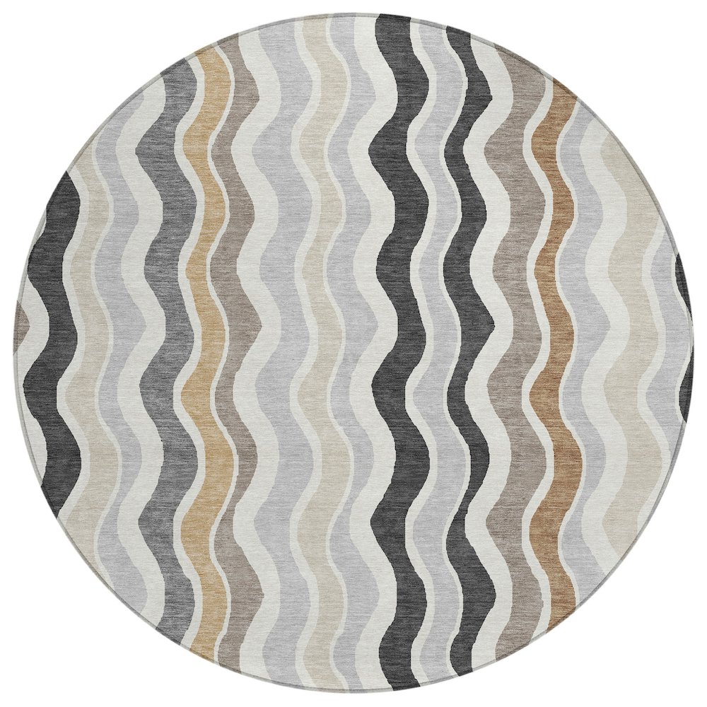 Machine Washable Indoor/Outdoor Chantille ACN2342 Gray 8' x 8' Round Rug. Picture 1