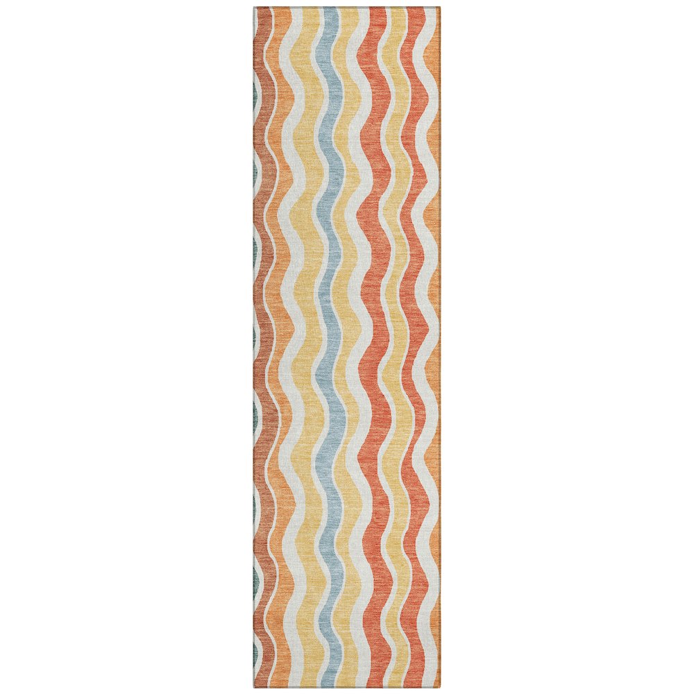 Machine Washable Indoor/Outdoor Chantille ACN2342 Orange 2'3" x 7'6" Runner Rug. Picture 1