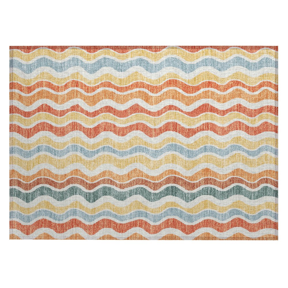 Machine Washable Indoor/Outdoor Chantille ACN2342 Orange 1'8" x 2'6" Rug. Picture 1