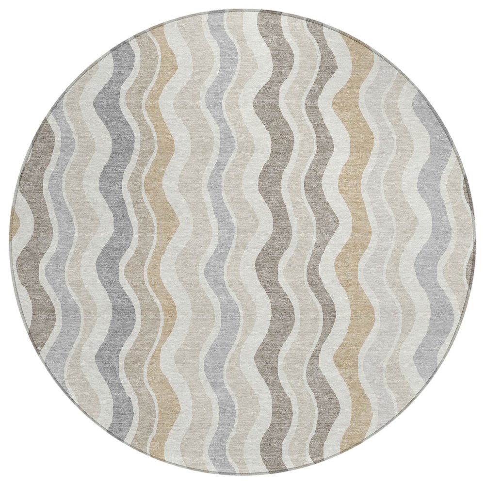 Machine Washable Indoor/Outdoor Chantille ACN2342 Ivory 8' x 8' Round Rug. Picture 1