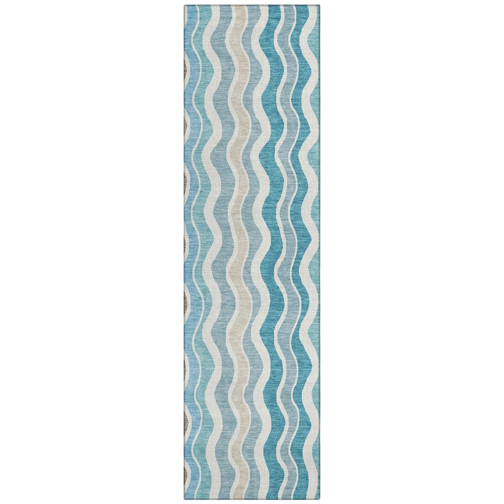 Machine Washable Indoor/Outdoor Chantille ACN2342 Teal 2'3" x 7'6" Runner Rug. Picture 1
