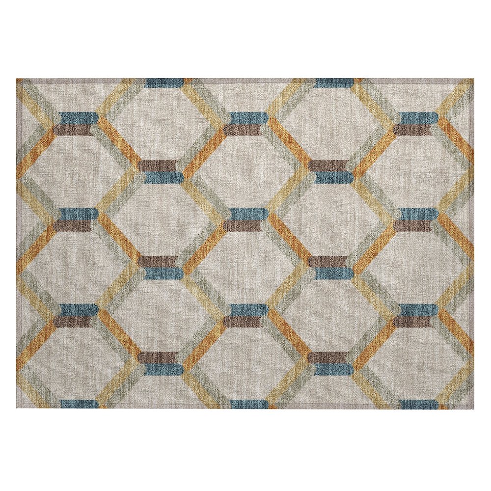 Machine Washable Indoor/Outdoor Chantille ACN2343 Brown 1'8" x 2'6" Rug. Picture 1