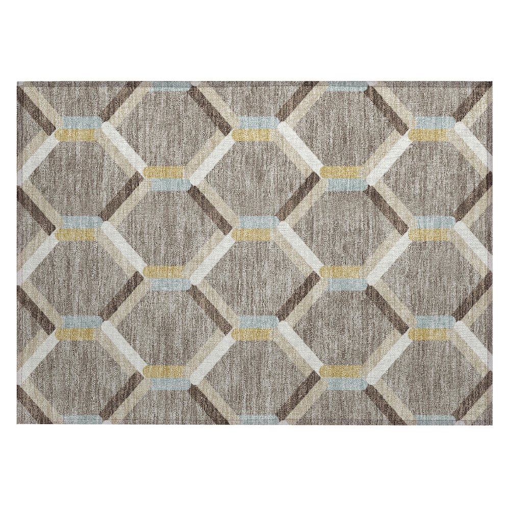 Machine Washable Indoor/Outdoor Chantille ACN2343 Brown 1'8" x 2'6" Rug. Picture 1