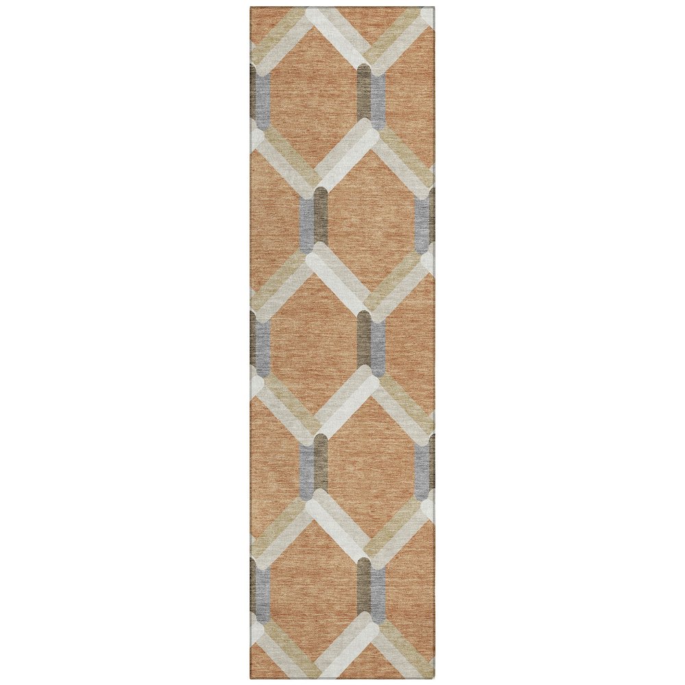 Machine Washable Indoor/Outdoor Chantille ACN2343 Orange 2'3" x 7'6" Runner Rug. Picture 1