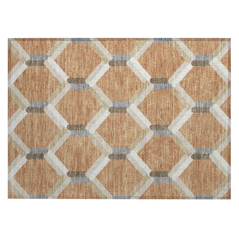 Machine Washable Indoor/Outdoor Chantille ACN2343 Orange 1'8" x 2'6" Rug. Picture 1
