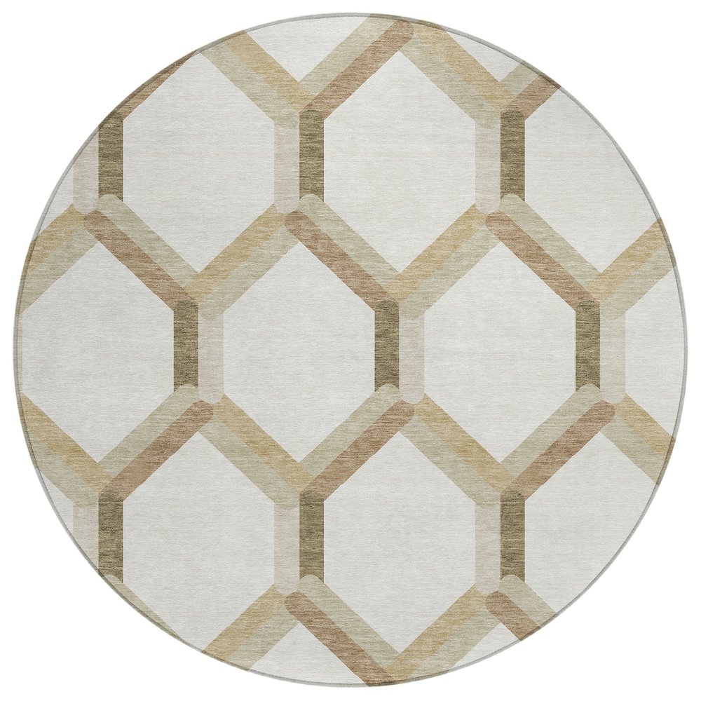 Machine Washable Indoor/Outdoor Chantille ACN2343 Ivory 8' x 8' Round Rug. Picture 1