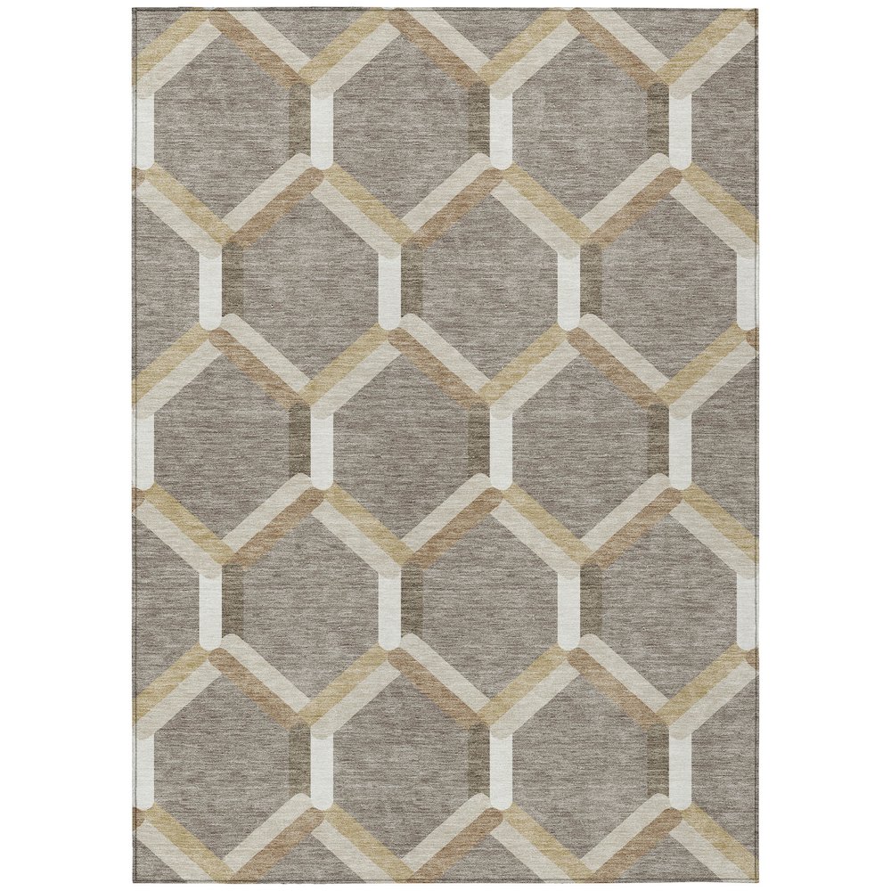 Machine Washable Indoor/Outdoor Chantille ACN2343 Brown 2'6" x 3'10" Rug. Picture 1